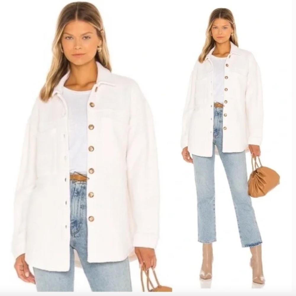 Monrow Cream Teddy Jacket Size Large